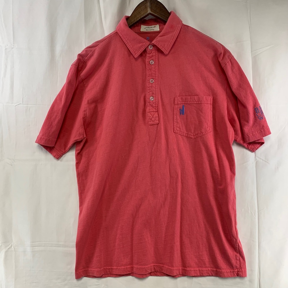 Johnnie-O Polo Shirt Mens M Coral Pink Short Sleeve West Coast Prep Beach Crew